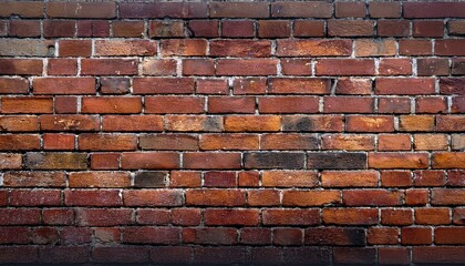 Obraz premium Old brick wall muted red-brown bricks with darkened mortar and a slight patina of fading