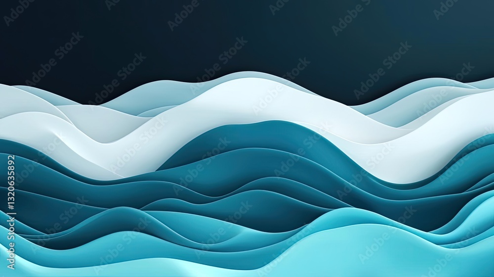 Aufkleber waterscape abstract background concept. abstract waves in shades of blue creating a serene digital b