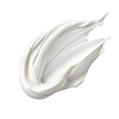 Elegant and luxurious white cosmetic cream texture with a smooth creamy and glossy finish  The product is beautifully swirled and isolated on a transparent background