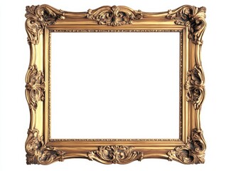 Ornate gold picture frame, blank, isolated, empty
