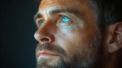 Close-up of a man's ear highlights attentive listening and auditory perception's importance in communication and environmental awareness.