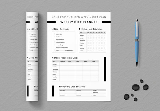 Weekly Diet Planner Template Layout