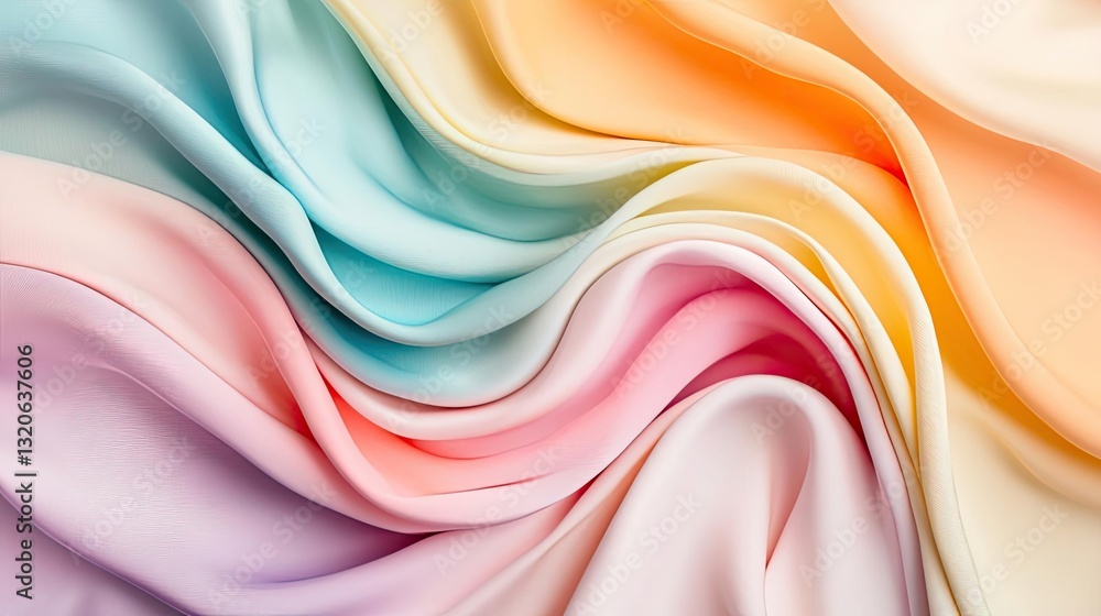 Poster pastel color illustration abstract background concept. a vibrant display of soft fabric folds in pas