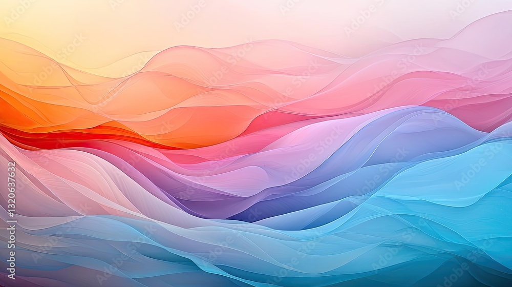 Poster pastel color illustration abstract background concept. abstract colorful waves with smooth gradients
