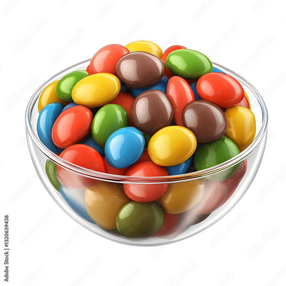 Aufkleber close up image of a bowl filled with a selection of smooth glossy and vibrant chocolate filled candy