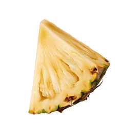Juicy and Fresh Pineapple Slice with Golden Yellow Flesh and Slightly Textured Edges Isolated on a Transparent Background