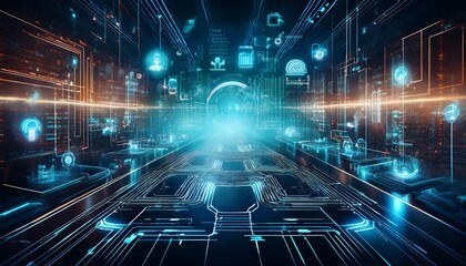high tech interface showcasing encrypted data transfer ideal for technology and cybersecurity applications