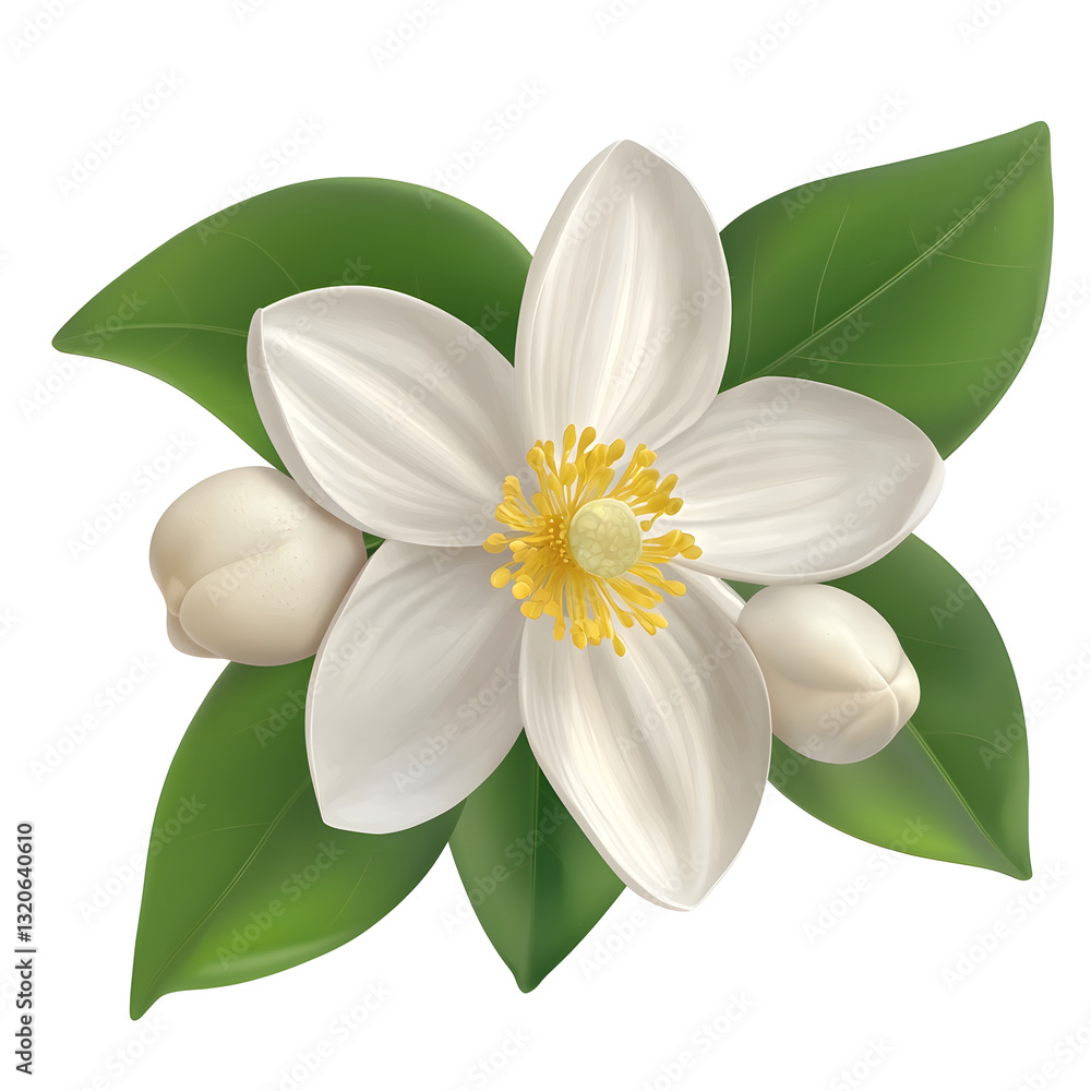 Aufkleber a close up image of a fresh and elegant citrus flower in full bloom featuring smooth white petals a 