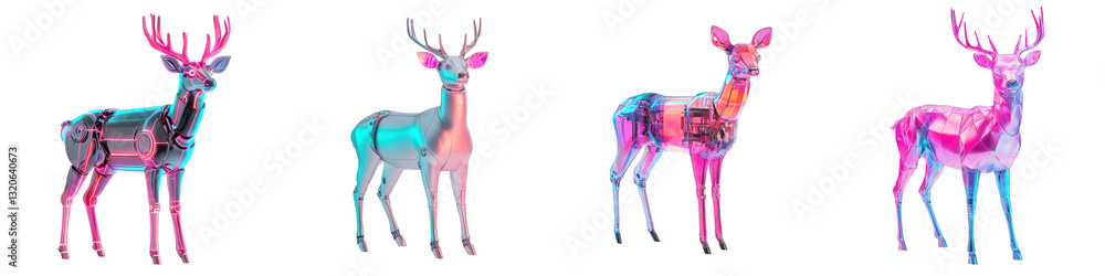 Poster surreal and vibrant deer with colorful geometric and abstract patterns digital art with fantasy mode