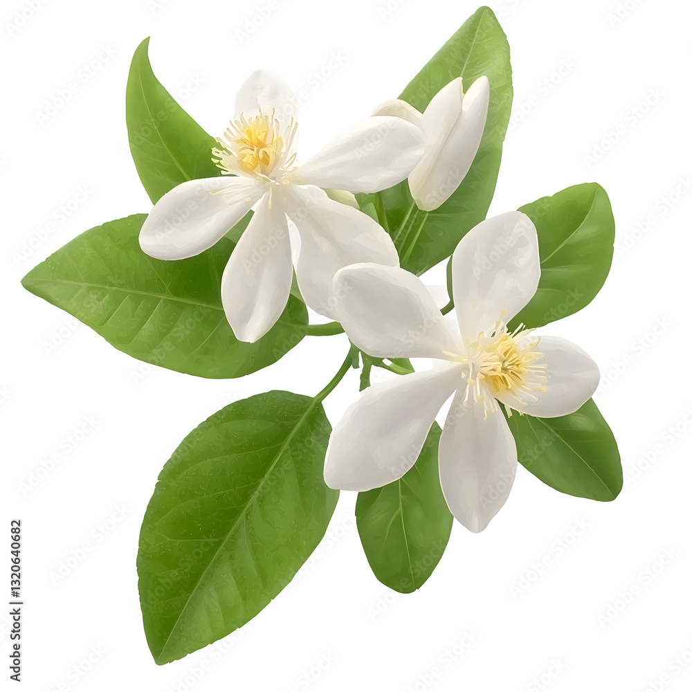 Aufkleber exquisite and botanically accurate of a citrus flower showcasing its delicate white petals delicate 