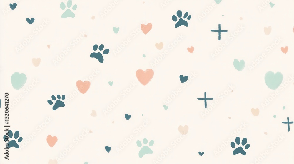 Poster clean minimalist veterinary background with soft pastel colors and subtle icons for professional use