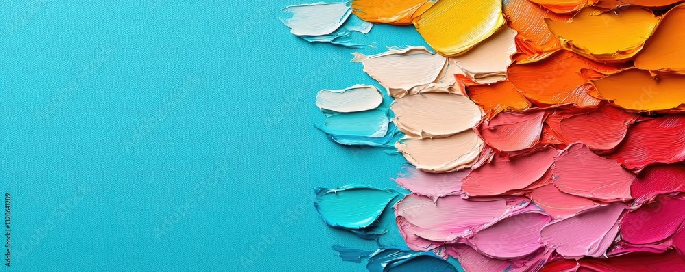 Poster vibrant color art abstract background idea. a vibrant array of paint colors in delicate patches agai