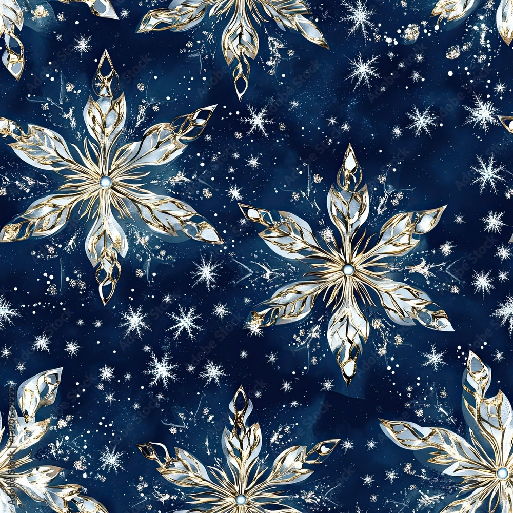 Poster abstract snowflake seamless pattern jagged edges winter design