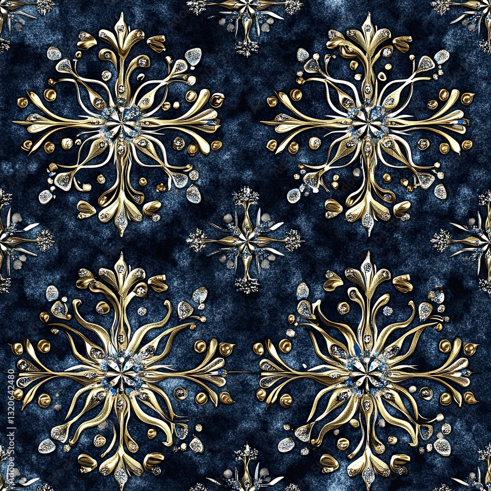 Poster abstract snowflake seamless pattern jagged edges winter design