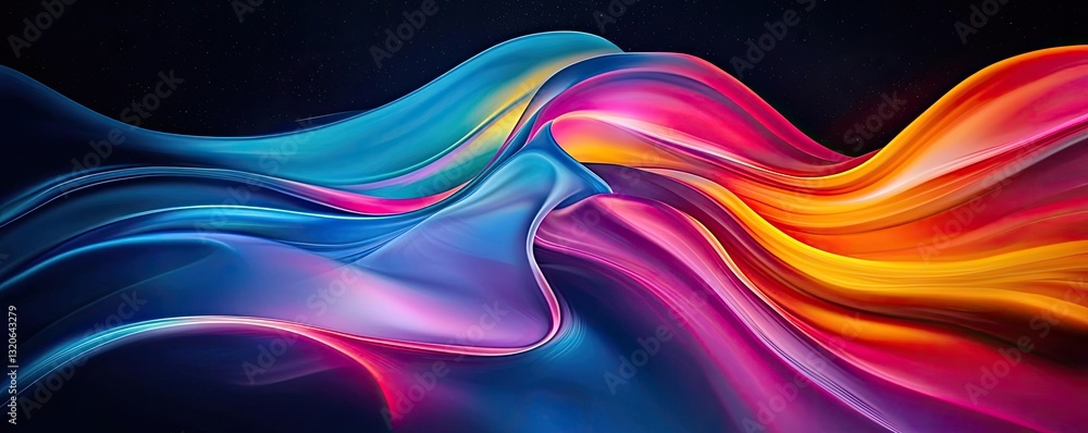 Poster vibrant color art abstract background idea. vibrant abstract waves of color flowing gracefully in a 