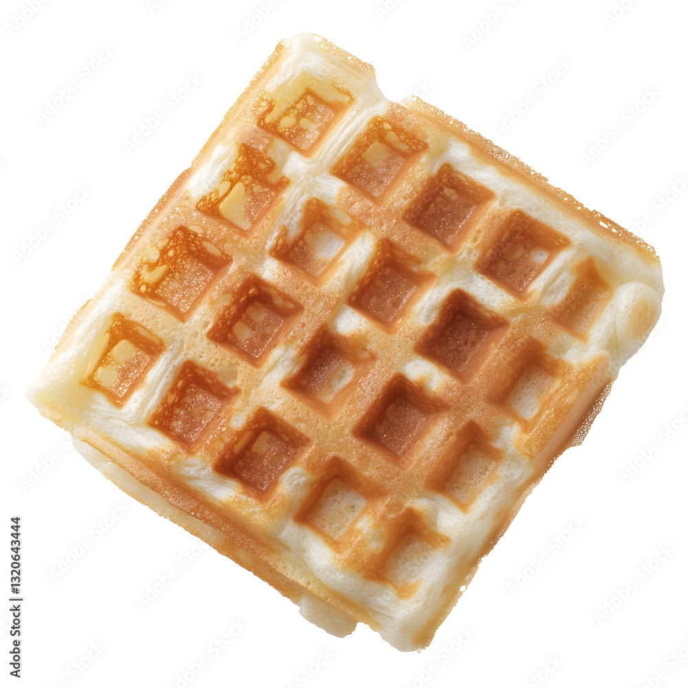 Poster perfectly baked belgian waffle with deep square pockets slightly glossy surface and a crisp crust fl