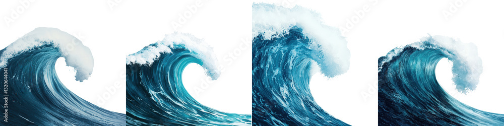 Poster dramatic and powerful crashing waves of a turbulent churning ocean in motion creating a dynamic and 