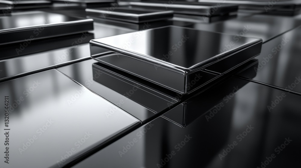Poster in a high-tech manufacturing facility, steel and aluminum components are arranged methodically on a 