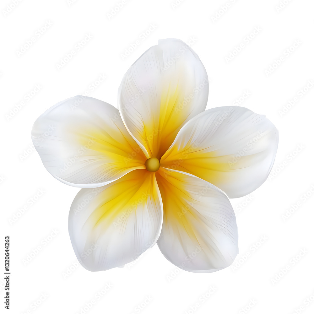 Aufkleber elegant close up of a lush tropical plumeria blossom with a gentle gradient of soft white and vibran