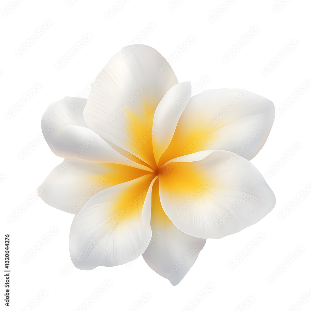 Poster captivating close up of a tropical plumeria blossom with soft gradient hues and velvety petal textur