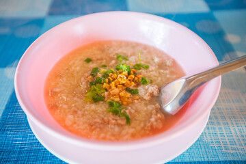 boiled rice. Breakfast of thai food style.