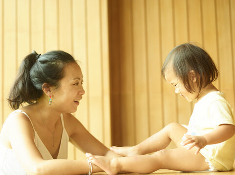 mother and daughter having fun