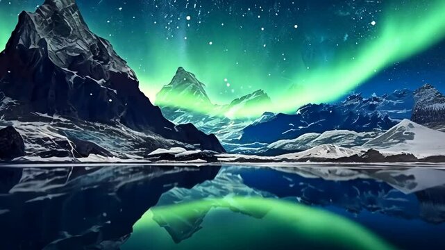 Verzauberte Polarlandschaft mit magischen Lichtern am Himmel