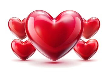 Four red hearts are shown in a row
