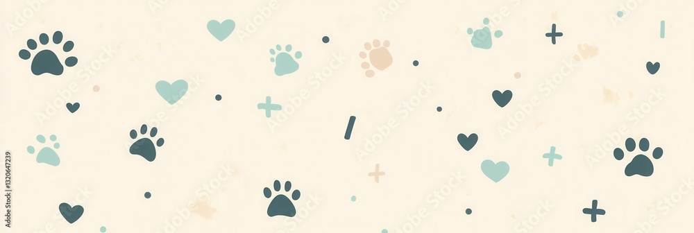 Poster clean veterinary background featuring soft pastel colors and harmonious icons for a modern professio