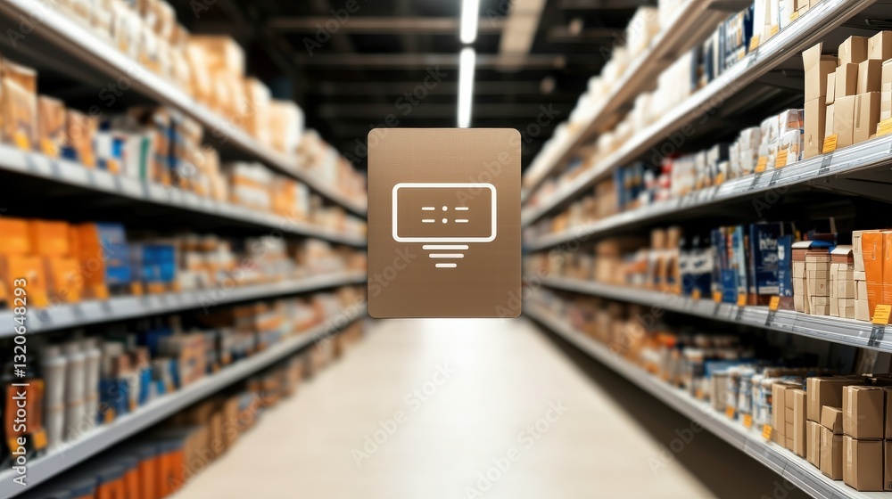 Aufkleber ecommerce platform inventory management concept. digital display in a store aisle showcasing product