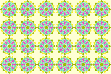 mandala shape seamless pattern with flowers vector assets background