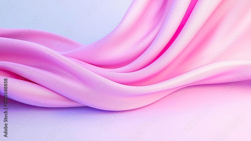 Poster pastel color illustration abstract background concept. soft pink fabric flowing gently in waves, cre