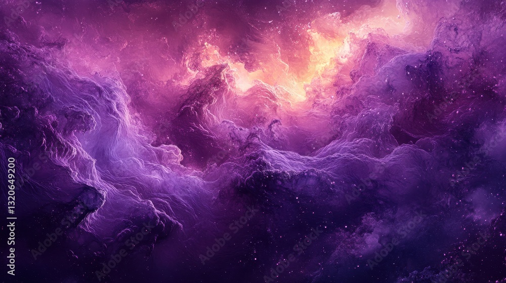 Poster a cosmic abstract with vibrant colors depicting nebula and celestial clouds. the colors blend seamle
