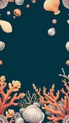 Serene sea scene featuring beautiful shells and colorful corals creating a tranquil coastal vibe