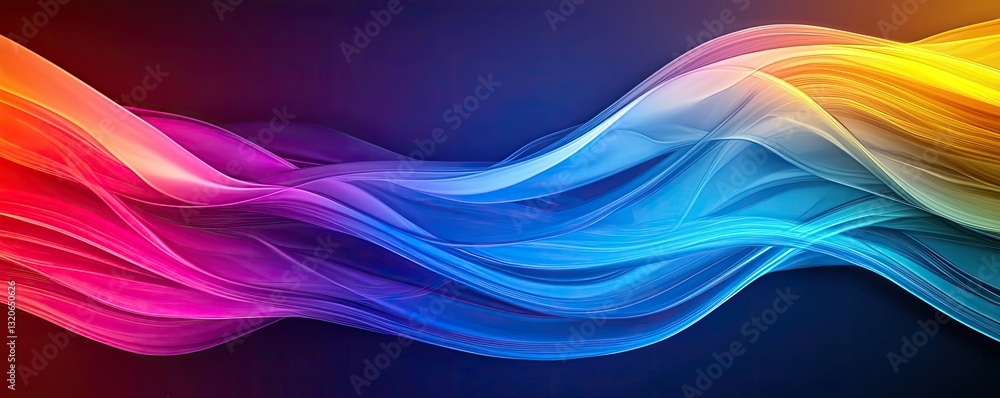 Poster vibrant color art abstract background idea. vibrant abstract wave pattern in rainbow colors on a dar