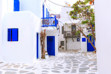 Mykonos street view in Greece, Cyclades