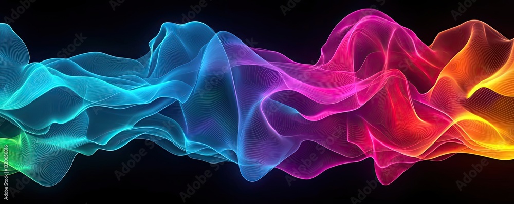 Poster vibrant color art abstract background idea. a vibrant wave of colorful digital patterns flowing seam