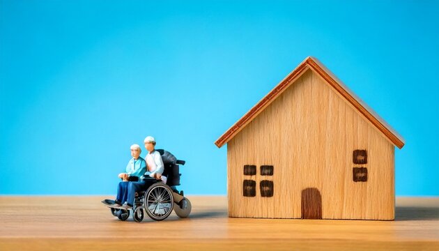 年を取って車いすで暮らす介護イメージ