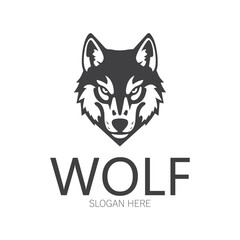 Night wolf abstract Logo template design simple isolated background.