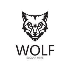 Night wolf abstract Logo template design simple isolated background.