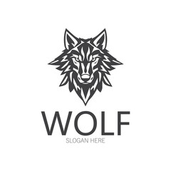 Night wolf abstract Logo template design simple isolated background.
