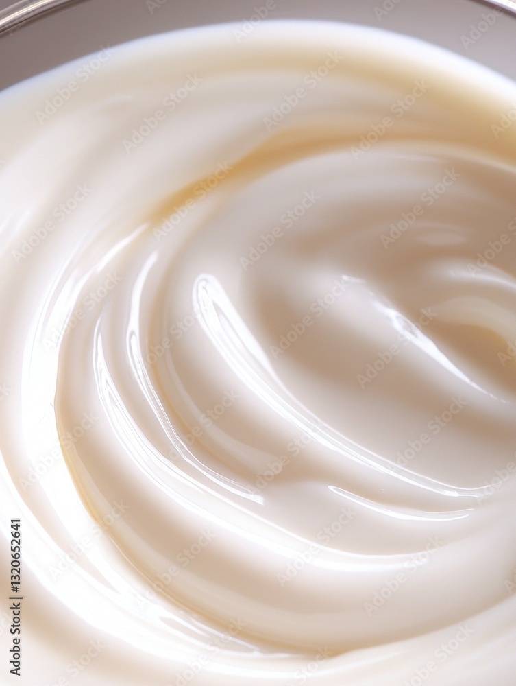 Poster close-up of a white liquid, which appears to be a smooth and creamy texture. the liquid has a smooth