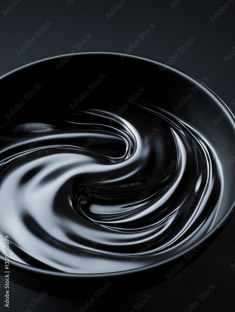 Aufkleber close-up of a black bowl with a smooth and shiny surface. the bowl is empty and the background is a 