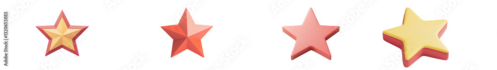 Poster stylized geometric star shapes with red and yellow colors abstract minimalist concept background wit
