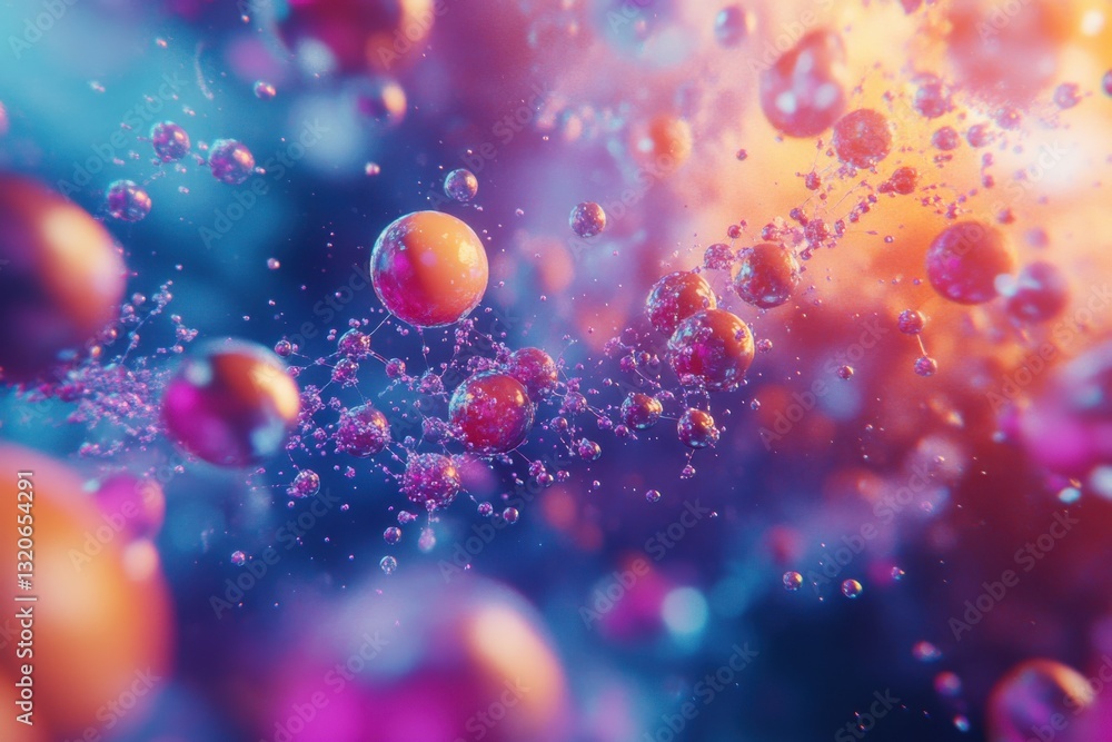 Aufkleber colorful abstract representation of particles floating in a vibrant cosmic environment with a vivid 