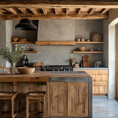 Rustic farm kitchen with wooden decor