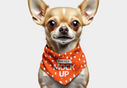 Dog Bandana Mockup on Chihuahua for Design and Branding Projects