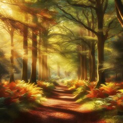 Naklejka premium morning in the forest