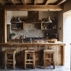 Rustic farm kitchen with wooden decor