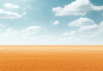 Naklejka premium Vast Golden Field Under Bright Blue Sky With Fluffy White Clouds